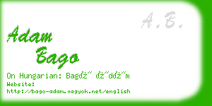 adam bago business card